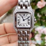 Cartier Panthere Replica Watch Stainless Steel White Dial Diamond Bezel